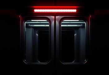 Obraz premium Subway Doors Illuminated: Urban Transit Interior