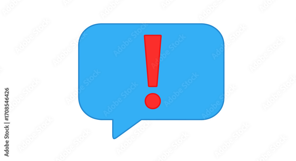 Poster minimalist 3d exclamation mark in blue chat bubble for alerts and notifications
