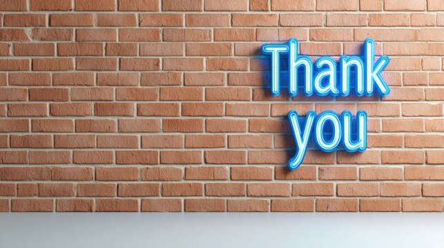 Neon Thank You on Brick Wall