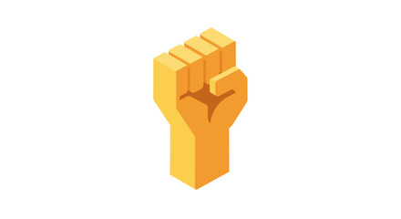 Isometric raised fist symbol of unity and power