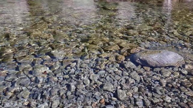 slow motion. natural sound. mountain stream with clean water in the High Tatras, Slovakia