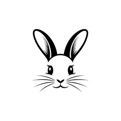 Obraz premium Cute Bunny Face Silhouette Vector