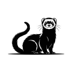 Obraz premium Black Ferret Silhouette Vector Illustration