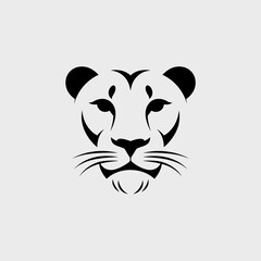 Minimal Lion Face Silhouette in Black Vector Style