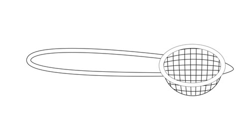 Metal tea strainer with long handle. Kitchen utensil and tea preparation concept.