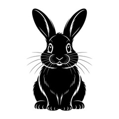 Fototapeta premium Cute Rabbit Silhouette Sitting Illustration