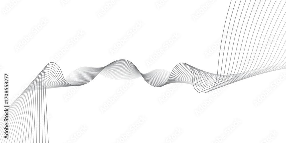 Poster abstract black smooth wave on a white background. dynamic sound wave. design element. vector illustr