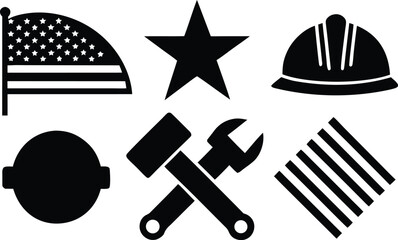 Fototapeta premium Labor day usa icons vector graphics scalable eps set for construction patriotism