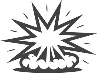 Explosion graphic with smoke and radiating lines
