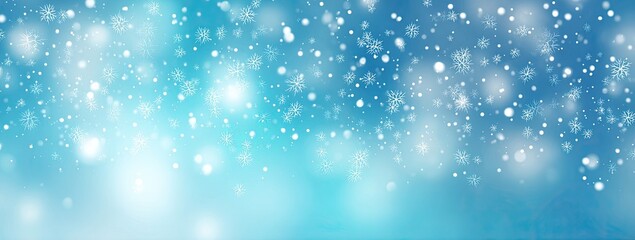 Light blue background with falling snowflakes