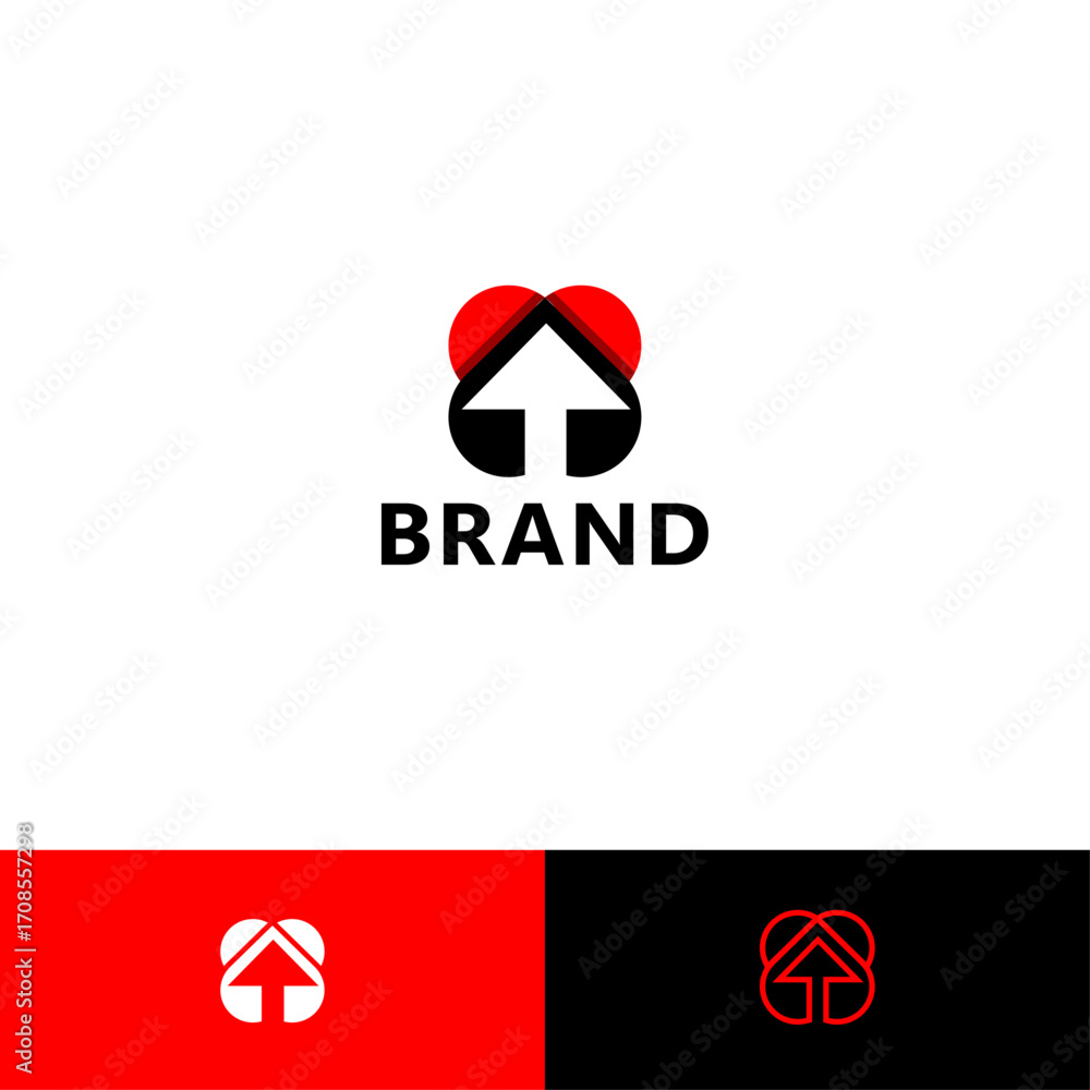 Poster modern up arrow and hearts with three different backgrounds.