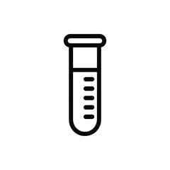 Outline icon of test tube with liquid sample scientific research and experiments