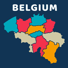 Obraz premium colorful map of Belgium on dark background with detailed outline vector illustration