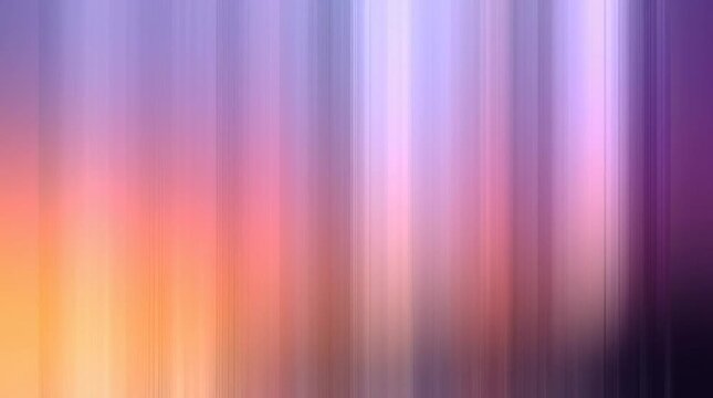 Abstract Sunset Gradient from orange to pink to purple with white background and blurred vertical lines, minimalist motion blur effect, smooth digital art for design, banner, or cover, elegant and mod