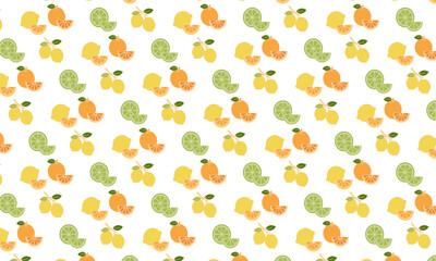 Fresh Citrus : Seamless Pattern with Lemons, Slices, and Oranges