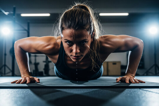 Woman Doing Push-Ups