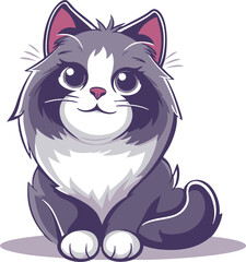 Adorable domestic cat cute fluffy feline pet portrait showing calm, playful, and curious expression