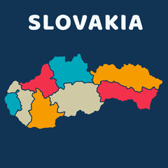 Obraz premium colorful map of Slovakia on dark background with detailed outline vector illustration