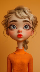 3d cartoon illustration of girl