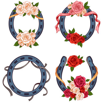 Wedding Horseshoe Cartoon Artwork Isolated on White Background