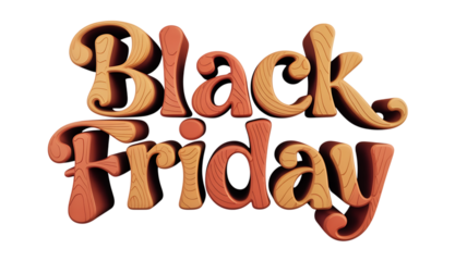 Retro style black friday text design with warm orange and yellow tones isolated on transparent background