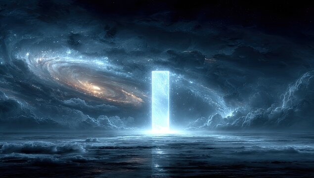 Cosmic portal through stormy clouds