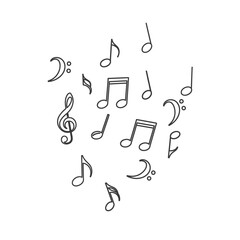 Music Notes Vector, Minimal Sound Symbol Illustration, Flat Melody Icon, Simple Clipart Isolated on White