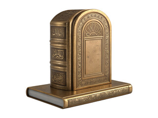 Golden book stand isolated on transparent background