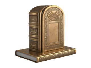 Golden book stand isolated on transparent background