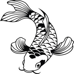 Stylized koi fish vector illustration isolated on white background