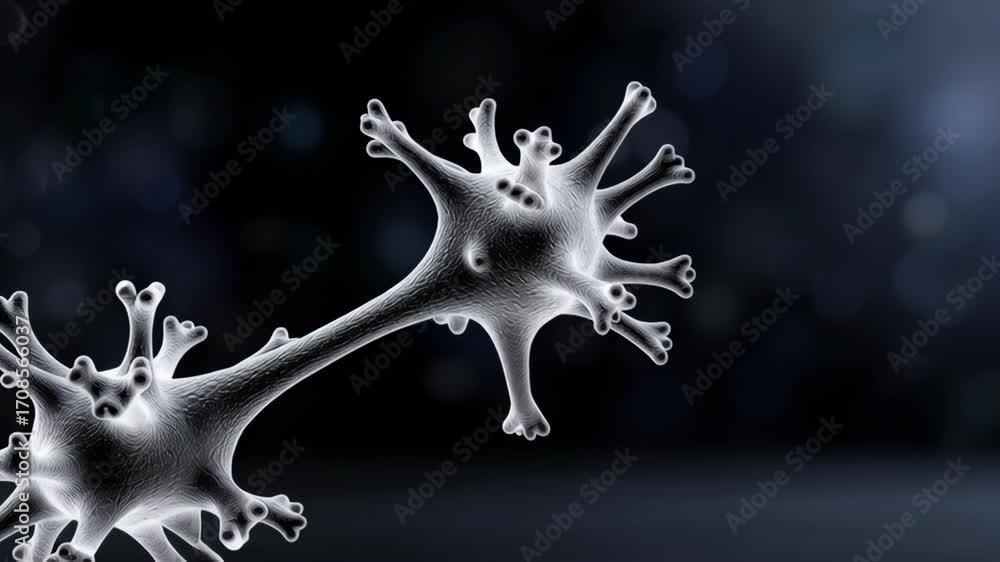 Poster neural cell neuron synapse axon dendrite biology science anatomy microscopic abstract glowing neural