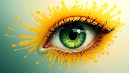 Whispers of Light Around a Captivating Green Eye, 3d detailed 