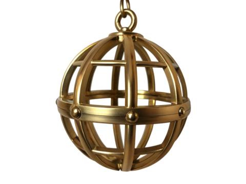 Golden armillary sphere isolated on transparent background