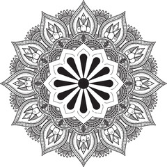 black-and-white mandala design.