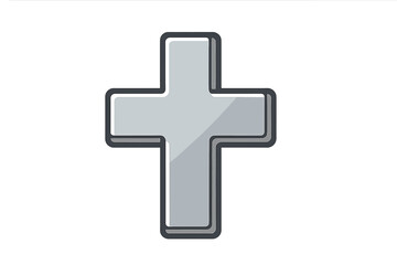Obraz premium Christian cross symbol vector icon. Flat cartoon style illustration. Religious sign for faith, spirituality, belief. Holy crucifix graphic. Church, God, Jesus, Easter concept design.