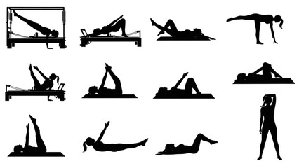 Vector Illustration of Fitness and Gym Activity Silhouettes Art Vector Design AI EPS PNG