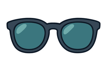 Fototapeta premium Stylish black sunglasses icon, summer accessory flat vector cartoon illustration, transparent background, trendy eyewear, UV protection glasses set