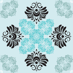 Tribal seamless with sky blue calm airy