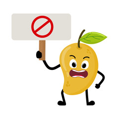 Cute Hand Drawn Protesting Mango Saying No
