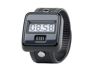 Black digital watch isolated on transparent background