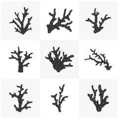 Set of Coral logo icon design template flat vector. Creative reef coral logo design concept