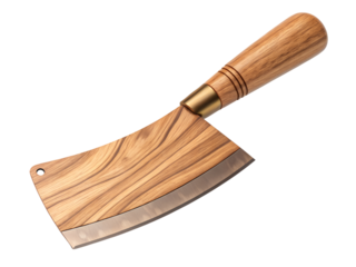 Wooden meat cleaver isolated on transparent background