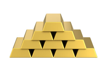 Gold bars. Gold bullion. Gold ingot. 3D illustration.