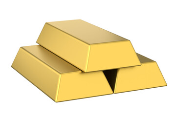Gold bars. Gold bullion. Gold ingot. 3D illustration.