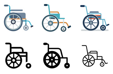 Fototapeta premium Medical Wheelchair Icon Set with Multiple Style Variations Vector