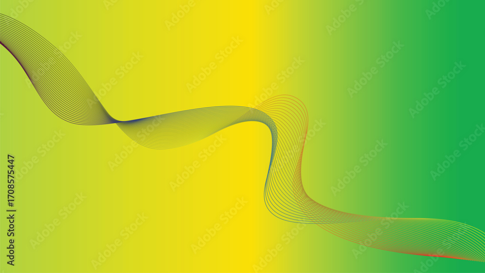 Poster abstract wavy lines on a gradient background with shades of yellow and green combination background 