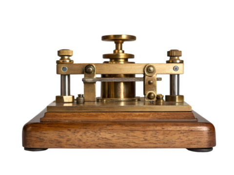 Antique telegraph isolated on transparent background studio shot