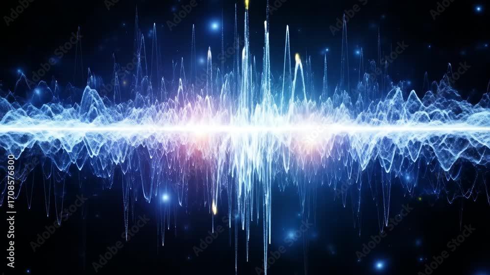 Poster abstract energy waveform - a stylized animation of an energy waveform pulses with bright light, crea