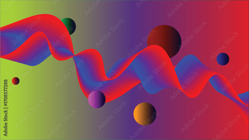 Poster colorful abstract background with flowing shapes and spheres a modern blend of artistic elements