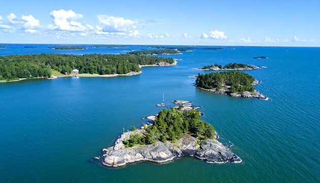 Aerial view of archipelago, sunny day